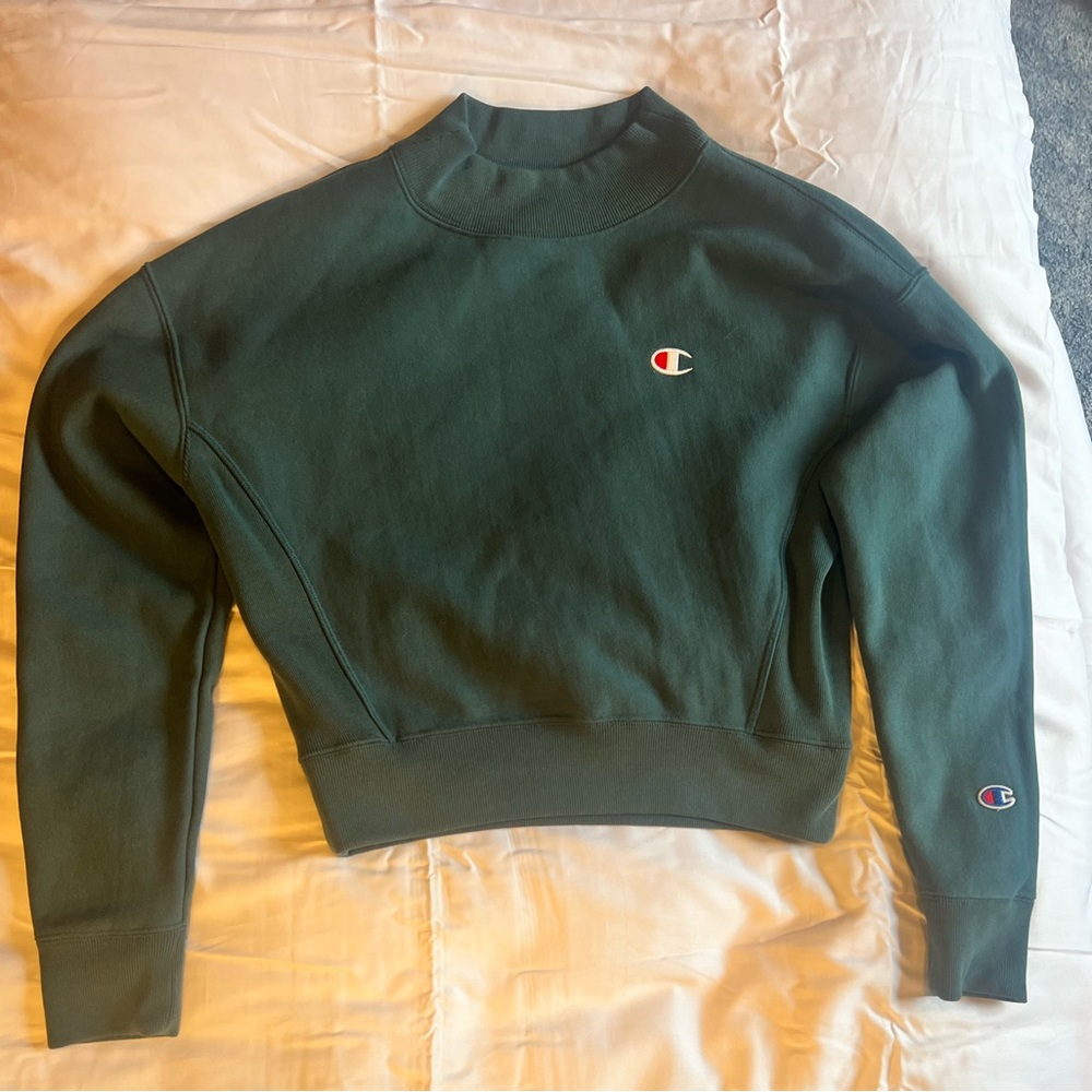Teal cropped champion sweater/crewneck